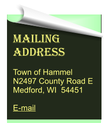 Mailing Address  Town of Hammel N2497 County Road E Medford, WI  54451  E-mail